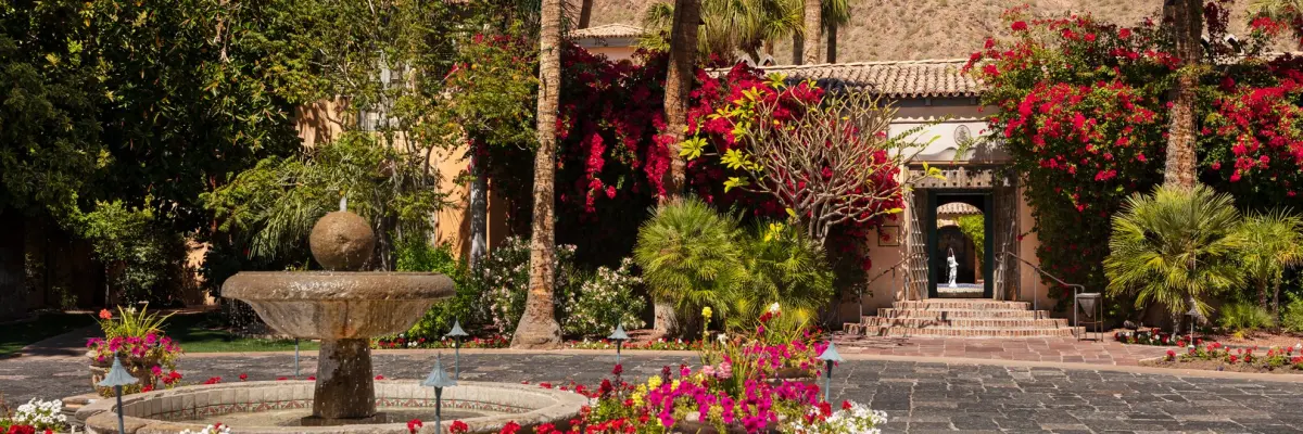 The gardens and courtyards at Royal Palms Resort and Spa